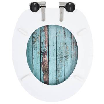 2 PCS WC Toilet Seats with Soft Close Lids - Old Wood Design