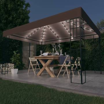 Elegant Gazebo with LED Lights - 4x3 m Taupe | Hipo Market