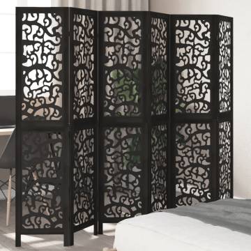 Elegant 6 Panel Black Wood Room Divider | HipoMarket UK