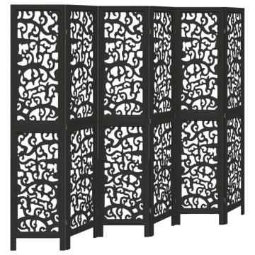 Elegant 6 Panel Black Wood Room Divider | HipoMarket UK