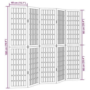 Stylish 5-Panel Black Solid Wood Room Divider | Hipomarket UK