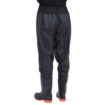 Durable Waist Waders with Boots - Black Size 39