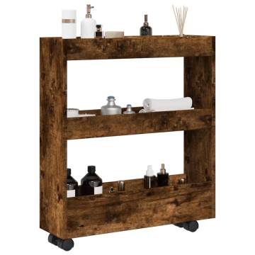 Narrow Storage Trolley 3 Tier Smoked Oak | HipoMarket UK