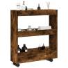  Narrow Storage Trolley 3 Tier Smoked Oak Engineered Wood Colour smoked oak 