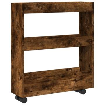 Narrow Storage Trolley 3 Tier Smoked Oak | HipoMarket UK