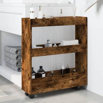 Narrow Storage Trolley 3 Tier Smoked Oak | HipoMarket UK