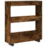 Narrow Storage Trolley 3 Tier Smoked Oak | HipoMarket UK