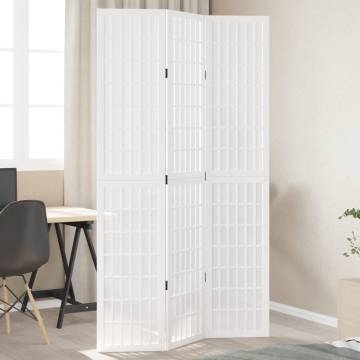 Elegant White Solid Wood 3-Panel Room Divider | HipoMarket UK