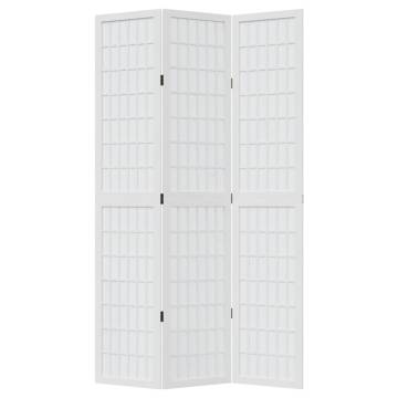 Elegant White Solid Wood 3-Panel Room Divider | HipoMarket UK