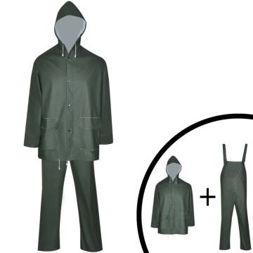 Heavy-Duty Waterproof Rain Suit with Hood - Green L