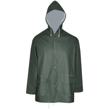 Heavy-Duty Waterproof Rain Suit with Hood - Green L