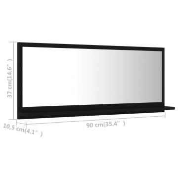 Bathroom Mirror Black 90x10.5x37 cm - Stylish & Functional