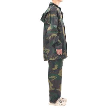 Mens Camo Print 2-Piece Rain Suit with Hood - XXL Waterproof