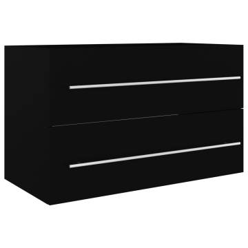 Sink Cabinet Black 80x38.5 cm - Stylish Engineered Wood Storage