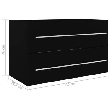 Sink Cabinet Black 80x38.5 cm - Stylish Engineered Wood Storage