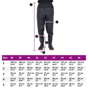 Durable Black Waist Waders with Boots - Size 41