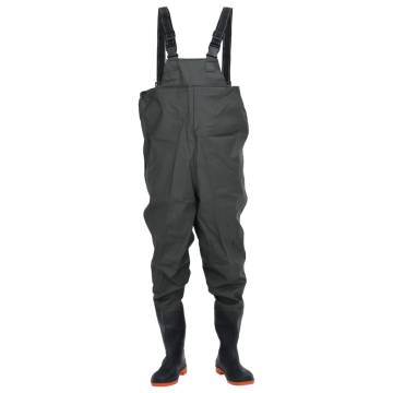 Durable Chest Waders with Boots - Dark Green, Size 41