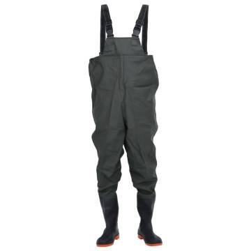 Durable Chest Waders with Boots - Dark Green Size 43