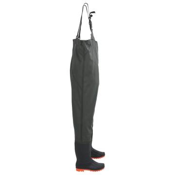 Durable Chest Waders with Boots - Dark Green Size 43