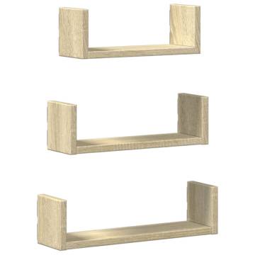 Wall Shelf Set of 3 - Sonoma Oak Engineered Wood