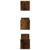 Wall Shelf 3 pcs Smoked Oak Engineered Wood - Modern Storage