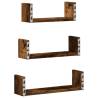 Wall Shelf 3 pcs Smoked Oak Engineered Wood - Modern Storage