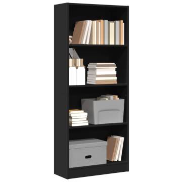 Stylish Black Bookcase - 60x24x143 cm Engineered Wood