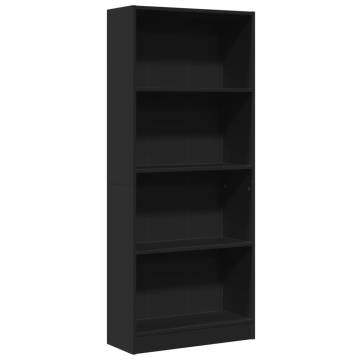 Stylish Black Bookcase - 60x24x143 cm Engineered Wood