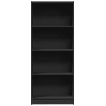 Stylish Black Bookcase - 60x24x143 cm Engineered Wood