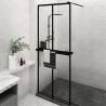 Walk-in Shower Wall with Shelf Black 80x195 cm ESG Glass&Aluminium Colour transparent Size 80 x 195 cm Model 2x2 grids 