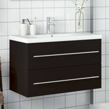 Stylish Bathroom Sink Cabinet with Built-in Basin - Black