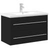 Stylish Bathroom Sink Cabinet with Built-in Basin - Black