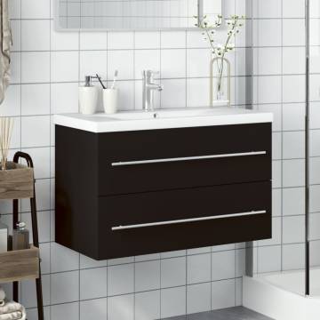 Stylish Bathroom Sink Cabinet with Built-in Basin - Black