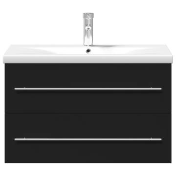 Stylish Bathroom Sink Cabinet with Built-in Basin - Black