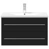 Stylish Bathroom Sink Cabinet with Built-in Basin - Black