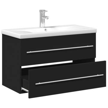 Stylish Bathroom Sink Cabinet with Built-in Basin - Black