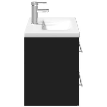 Stylish Bathroom Sink Cabinet with Built-in Basin - Black