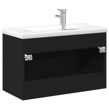 Stylish Bathroom Sink Cabinet with Built-in Basin - Black