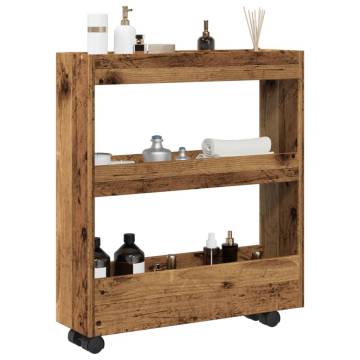 Narrow Storage Trolley 3 Tier | Old Wood Engineered Wood