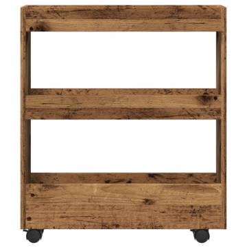 Narrow Storage Trolley 3 Tier | Old Wood Engineered Wood