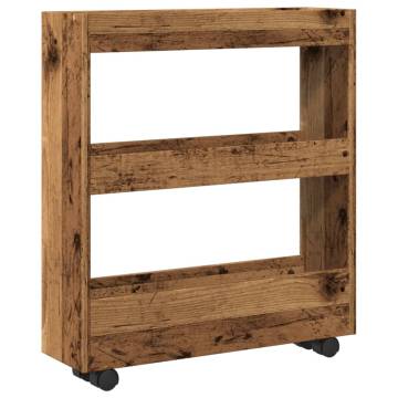 Narrow Storage Trolley 3 Tier | Old Wood Engineered Wood