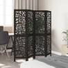 Elegant 4 Panel Black Room Divider | Solid Wood Paulownia