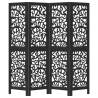 Elegant 4 Panel Black Room Divider | Solid Wood Paulownia