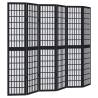 Elegant 6 Panels Black Solid Wood Room Divider | Hipomarket