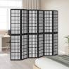 Elegant 6 Panels Black Solid Wood Room Divider | Hipomarket