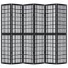 Elegant 6 Panels Black Solid Wood Room Divider | Hipomarket