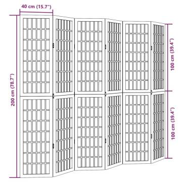 Elegant 6 Panels Black Solid Wood Room Divider | Hipomarket