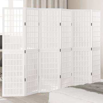 Elegant 6-Panel White Solid Wood Room Divider | HipoMarket