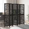 Elegant 5-Panel Black Solid Wood Room Divider | HipoMarket