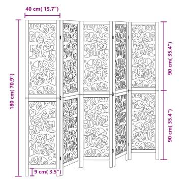 Elegant 5-Panel Black Solid Wood Room Divider | HipoMarket